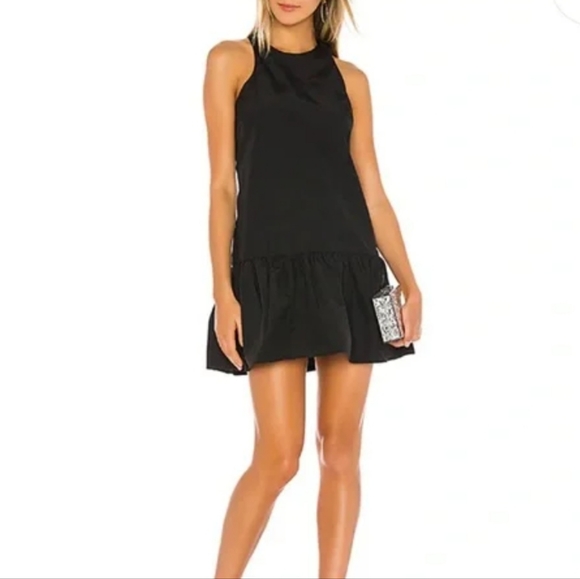 Amanda Uprichard Alejandra Black Sleeveless Ruffled Hem Mini Dress - Picture 1 of 10